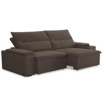Sofá Retrátil Reclinável Para Sala 3 Lugares 225cm Ricci F04 Veludo Marrom - Lyam Decor Sofá Retrátil Reclinável Para Sala 3 Lugares 225cm Ricci F04 Veludo Marrom - Lyam Decor