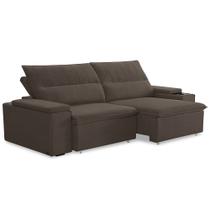 Sofá Retrátil Reclinável Para Sala 3 Lugares 225cm Ricci F04 Veludo Marrom - Lyam Decor