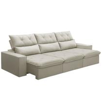 Sofá Retrátil Reclinável Para Sala 3 Lugares 230cm Aires F04 Veludo Bege - Lyam Decor