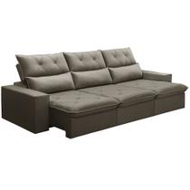 Sofá Retrátil Reclinável Para Sala 3 Lugares 230cm Aires F04 Veludo Marrom Claro - Lyam Decor