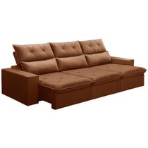 Sofá Retrátil Reclinável Para Sala 3 Lugares 230cm Aires F04 Veludo Terracota - Lyam Decor