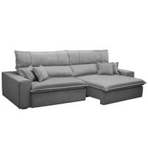 Sofá Retrátil Reclinável Para Sala 3 Lugares 230cm Aisha F04 Veludo Cinza Claro - Lyam Decor