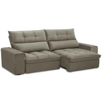 Sofá Retrátil Reclinável Para Sala 3 Lugares 230cm Asaph F04 Veludo Marrom Claro - Lyam Decor