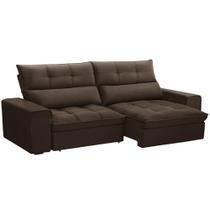 Sofá Retrátil Reclinável Para Sala 3 Lugares 230cm Asaph F04 Veludo Marrom - Lyam Decor Sofá Retrátil Reclinável Para Sala 3 Lugares 230cm Asaph F04 Veludo Marrom - Lyam Decor