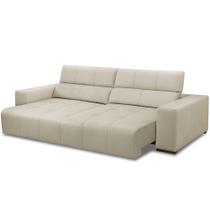 Sofá Retrátil Reclinável Para Sala 3 Lugares 230cm Bari L06 Couro Off White - Lyam Decor Sofá Retrátil Reclinável Para Sala 3 Lugares 230cm Bari L06 Couro Off White - Lyam Decor