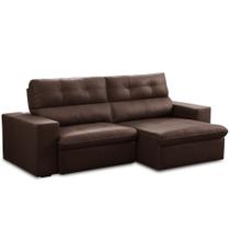 Sofá Retrátil Reclinável Para Sala 3 Lugares 230cm Bryant L06 Couro Marrom - Lyam Decor Sofá Retrátil Reclinável Para Sala 3 Lugares 230cm Bryant L06 Couro Marrom - Lyam Decor