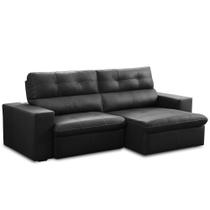 Sofá Retrátil Reclinável Para Sala 3 Lugares 230cm Bryant L06 Couro Preto - Lyam Decor Sofá Retrátil Reclinável Para Sala 3 Lugares 230cm Bryant L06 Couro Preto - Lyam Decor