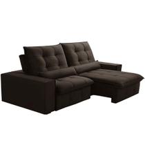 Sofá Retrátil Reclinável Para Sala 3 Lugares 230cm Curie F04 Veludo Marrom Escuro - Lyam Decor Sofá Retrátil Reclinável Para Sala 3 Lugares 230cm Curie F04 Veludo Marrom Escuro - Lyam Decor