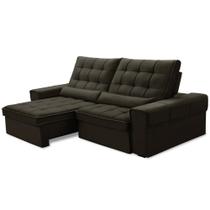 Sofá Retrátil Reclinável Para Sala 3 Lugares 230cm Nebrasca F04 Veludo Marrom Escuro - Lyam Decor