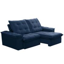Sofá Retrátil Reclinável Para Sala 3 Lugares 230cm Nijma F04 Veludo Azul - Lyam Decor