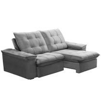 Sofá Retrátil Reclinável Para Sala 3 Lugares 230cm Nijma F04 Veludo Cinza Claro - Lyam Decor Sofá Retrátil Reclinável Para Sala 3 Lugares 230cm Nijma F04 Veludo Cinza Claro - Lyam Decor