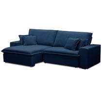 Sofá Retrátil Reclinável Para Sala 3 Lugares 230cm Varsov F04 Veludo Azul - Lyam Decor