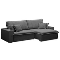 Sofá Retrátil Reclinável Para Sala 3 Lugares 230cm Varsov F04 Veludo Cinza Escuro - Lyam Decor Sofá Retrátil Reclinável Para Sala 3 Lugares 230cm Varsov F04 Veludo Cinza Escuro - Lyam Decor