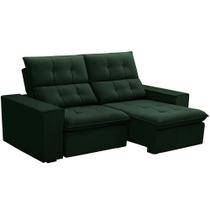 Sofá Retrátil Reclinável Para Sala 3 Lugares 230cm Vincent F04 Veludo Verde - Lyam Decor