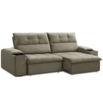 Sofá Retrátil Reclinável Para Sala 3 Lugares 230cm Zayn F04 Veludo Marrom Claro - Lyam Decor Sofá Retrátil Reclinável Para Sala 3 Lugares 230cm Zayn F04 Veludo Marrom Claro - Lyam Decor