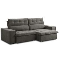 Sofá Retrátil Reclinável Para Sala 3 Lugares 240cm Neruda F04 Veludo Marrom Escuro - Lyam Decor