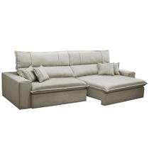 Sofá Retrátil Reclinável Para Sala 3 Lugares 250cm Aisha F04 Veludo Bege - Lyam Decor