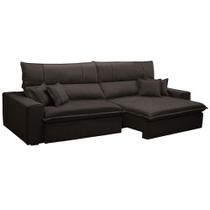 Sofá Retrátil Reclinável Para Sala 3 Lugares 250cm Aisha F04 Veludo Marrom Escuro - Lyam Decor