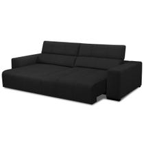 Sofá Retrátil Reclinável Para Sala 3 Lugares 250cm Bari L06 Couro Preto - Lyam Decor