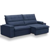 Sofá Retrátil Reclinável Para Sala 4 Lugares 270cm Niels F04 Veludo Azul - Lyam Decor