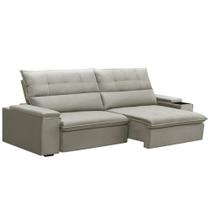 Sofá Retrátil Reclinável Para Sala 4 Lugares 270cm Niels F04 Veludo Bege - Lyam Decor