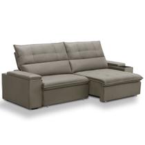 Sofá Retrátil Reclinável Para Sala 4 Lugares 270cm Niels F04 Veludo Marrom Claro - Lyam Decor