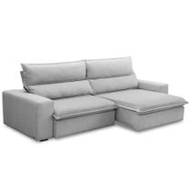 Sofá Retrátil Reclinável Para Sala 4 Lugares 280cm Senzi F04 Linho Cinza - Lyam Decor