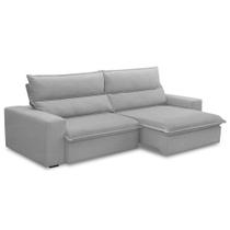Sofá Retrátil Reclinável Para Sala 4 Lugares 280cm Senzi F04 Veludo Cinza - Lyam Decor