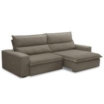 Sofá Retrátil Reclinável Para Sala 4 Lugares 280cm Senzi F04 Veludo Marrom Claro - Lyam Decor