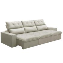 Sofá Retrátil Reclinável Para Sala 4 Lugares 290cm Aires F04 Veludo Bege - Lyam Decor
