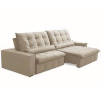 Sofá Retrátil Reclinável Para Sala 4 Lugares 290cm Curie F04 Veludo Bege - Lyam Decor