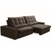 Sofá Retrátil Reclinável Para Sala 4 Lugares 290cm Curie F04 Veludo Marrom Escuro - Lyam Decor Sofá Retrátil Reclinável Para Sala 4 Lugares 290cm Curie F04 Veludo Marrom Escuro - Lyam Decor
