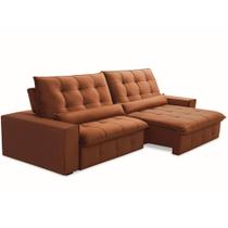 Sofá Retrátil Reclinável Para Sala 4 Lugares 290cm Curie F04 Veludo Terracota - Lyam Decor Sofá Retrátil Reclinável Para Sala 4 Lugares 290cm Curie F04 Veludo Terracota - Lyam Decor