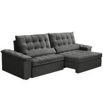 Sofá Retrátil Reclinável Para Sala 4 Lugares 290cm Maresi F04 Veludo Cinza Escuro - Lyam Decor