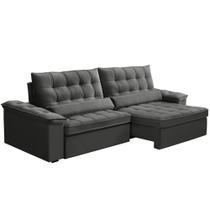 Sofá Retrátil Reclinável Para Sala 4 Lugares 290cm Maresi F04 Veludo Cinza Escuro - Lyam Decor