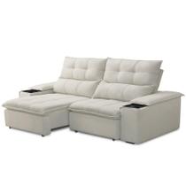 Sofá Retrátil Reclinável Para Sala de Estar Living 210cm Ártico F04 Veludo Bege - Lyam Decor