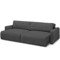 Sofá Retrátil Reclinável Para Sala de Estar Living 210cm Sevilha F04 Bouclê Grafite - Lyam Decor