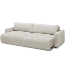 Sofá Retrátil Reclinável Para Sala de Estar Living 210cm Sevilha F04 Veludo Bege - Lyam Decor