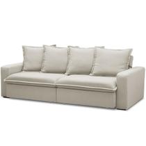Sofá Retrátil Reclinável Para Sala de Estar Living 215cm Vêneto F04 Veludo Bege - Lyam Decor