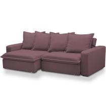 Sofá Retrátil Reclinável Para Sala De Estar Living 215cm Vêneto F04 Veludo Lilás - Lyam Decor Sofá Retrátil Reclinável Para Sala De Estar Living 215cm Vêneto F04 Veludo Lilás - Lyam Decor