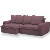 Sofá Retrátil Reclinável Para Sala de Estar Living 215cm Vêneto F04 Veludo Lilás - Lyam Decor Sofá Retrátil Reclinável Para Sala de Estar Living 215cm Vêneto F04 Veludo Lilás - Lyam Decor