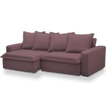 Sofá Retrátil Reclinável Para Sala de Estar Living 215cm Vêneto F04 Veludo Lilás - Lyam Decor