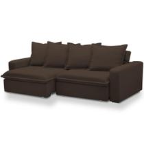 Sofá Retrátil Reclinável Para Sala de Estar Living 215cm Vêneto F04 Veludo Marrom - Lyam Decor