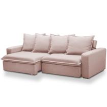 Sofá Retrátil Reclinável Para Sala de Estar Living 215cm Vêneto F04 Veludo Rosê - Lyam Decor