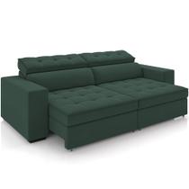 Sofá Retrátil Reclinável Para Sala de Estar Living 218cm Clara M03 Veludo Verde Musgo - Lyam Decor