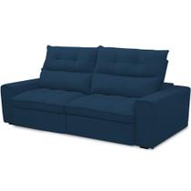 Sofá Retrátil Reclinável Para Sala De Estar Living 230cm Dimas F04 Veludo Azul Sofá Retrátil Reclinável Para Sala De Estar Living 230cm Dimas F04 Veludo Azul