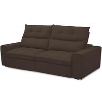 Sofá Retrátil Reclinável Para Sala De Estar Living 230cm Dimas F04 Veludo Marrom - Lyam Decor