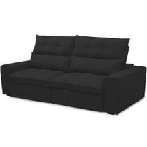 Sofá Retrátil Reclinável Para Sala de Estar Living 230cm Dimas F04 Veludo Preto - Lyam Decor