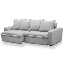 Sofá Retrátil Reclinável Para Sala de Estar Living 235cm Vêneto F04 Bouclê Cinza - Lyam Decor