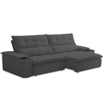 Sofá Retrátil Reclinável Para Sala De Estar Living 250cm ártico F04 Bouclê Grafite - Lyam Decor Sofá Retrátil Reclinável Para Sala De Estar Living 250cm ártico F04 Bouclê Grafite - Lyam Decor